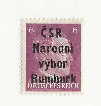 Germa Occupation (Rumburk)  6pf violet with short 'd' variety OG VF