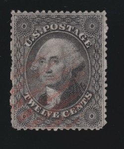 US 36 12c Washington Used F-VF w/ Red Grid Cancel SCV $320