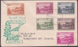 NORFOLK IS 1947 Ball Bay values to 1/- on FDC...............................X194