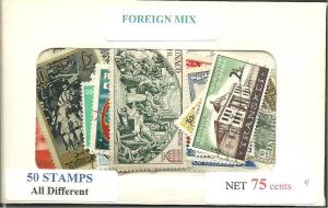 Foreign Mix, 50 Stamps All Different, Used**-