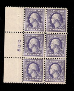 USA #529 Fine - Very Fine Mint Plate #8610 Block Of Six Five Never Hinged Stamps