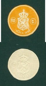 Netherlands. 1921 Label, Embossed MNG. 10 C. Coats Of Arms. Lion. sGr 1921.