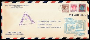 PAN AM FAM 14 First Flight Cover Singapore to San Francisco