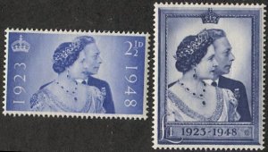 GB 1948 Silver Wedding set Sc 267-68 Mint NH VF cv $40 - Royalty