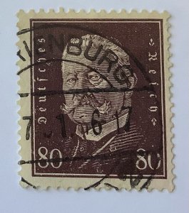 Germany 1928 Scott 383 used - 80pf,  Paul von Hindenburg,  2nd President