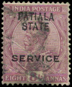 India, Convention States, Patiala Scott #O34 SG #O42 Used