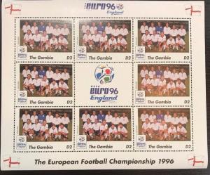 Gambia - Euro 96' England Football Championship - England Sheet of 8 Stamps MNH