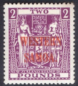 Samoa 1947 £2 Violet Postal Fiscal Wmk 253 (SG98) Scott 200 SG 212 MNH Cat $210