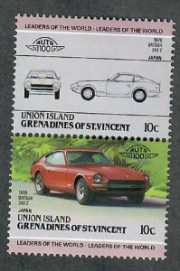 St. Vincent Grenadines - Union Island #144 Cars MNH attached pair