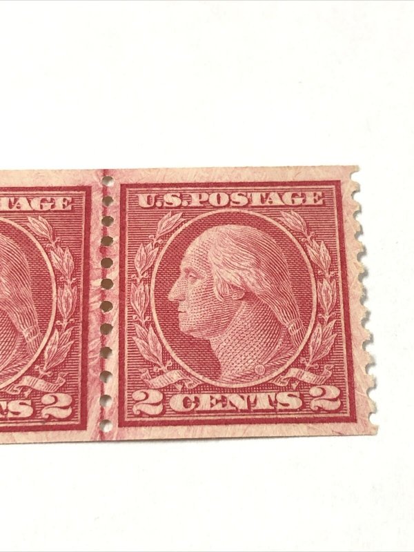 US 492 Washington Pair 1917 PSAG Graded 80 Original Gum Mint Never Hinged 