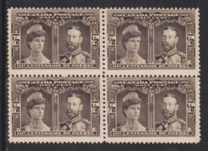 Canada 96 MNH. 1908 ½c Quebec Tercentenary Block of 4