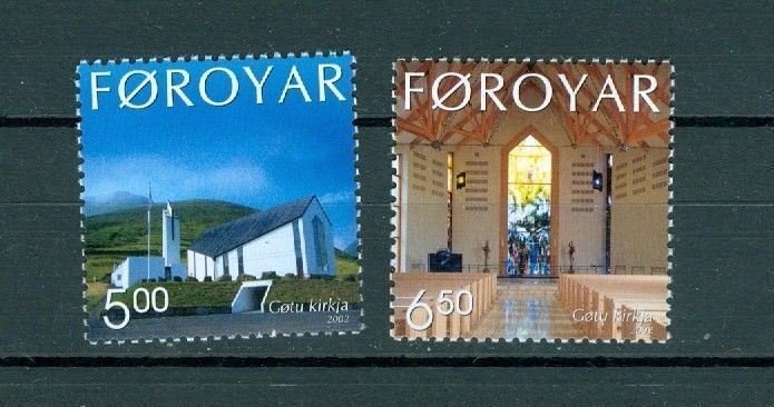 Faroe Islands. Compl. Set 2 Stamp 2002 Mnh. The Church in Gøta. 5.00 - 6.50 Kr.