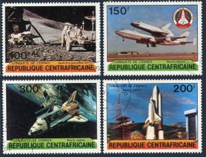 Central Africa 445-448,CTO.Mi 736-739. Columbia space shuttle 1981.Apollo 15.