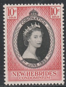 Vanuatu New Hebrides Scott 77 - SG79, 1953 Coronation 10c MH*