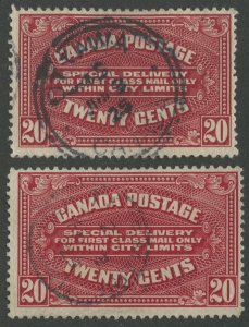 Canada B.O.B. E2, E2a Used Special Delivery Stamps