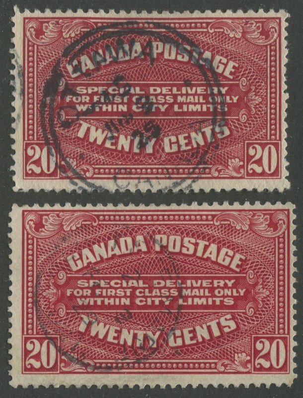 Canada B.O.B. E2, E2a Used Special Delivery Stamps