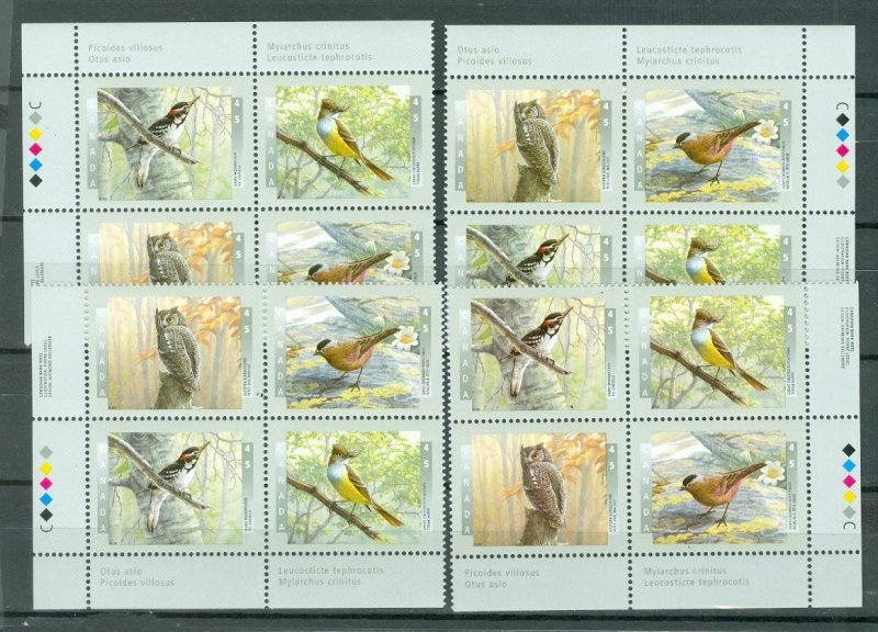 CANADA 1998 BIRDS #1713a(#1710-13) SET IMPRINT COENERS BLKS MNH