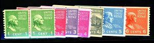 U.S. #839, 841-846 MINT LINE PAIR SET NH