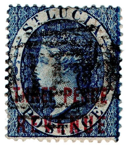 (I.B) St Lucia Revenue : Duty Stamp 3d