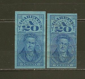 USA Pair Class A20 USIR Series 125 Dewitt Clinton Cigarette Stamps Used