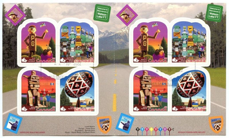 ? Roadside Attractions booklet  8x 54cents Souvenir Sheet/pane used Canada 