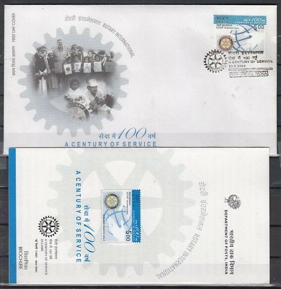 India, Scott cat. 2098. Rotary Int`l. issue & Bulletin. First day cover.