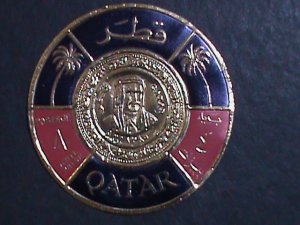 ​QATAR1966 SC#99B EMBOSSED GOLD FOIL-SHEIK AHMAD GOLD COINS MNH STAMP VF
