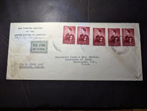 1938 Bulgaria Airmail Cover Sofia to Washington DC USA via SS Queen Mary