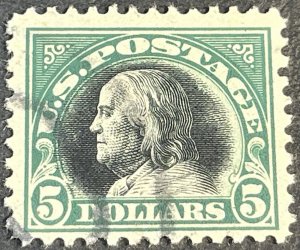 U.S.# 524-USED--SINGLE--FIVE DOLLAR--FRANKLIN--1918(LOTA6)