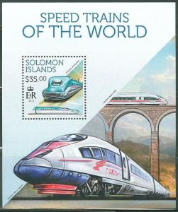 SOLOMON ISLANDS SPEED TRAINS OF THE WORLD S/S AS SHOWN