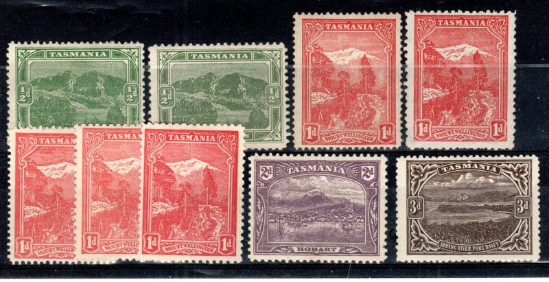 Australia - Tasmania  1905-11 vals to 3d + variations between SG 249 and 253 MH