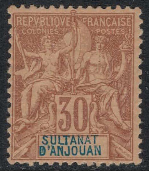 Anjouan #12*  CV $35.00  VF+ stamp