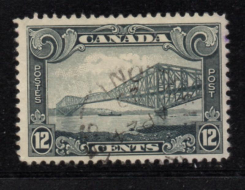 Canada Sc 156 1929 12 c gray Quebec Bridge stamp used