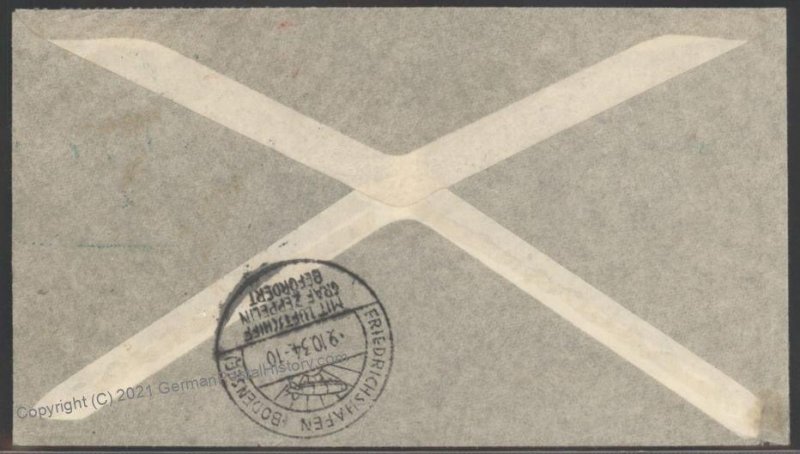 Paraguay 1934 Graf Zeppelin 9.SAF South America Flight Germany Cover 106926