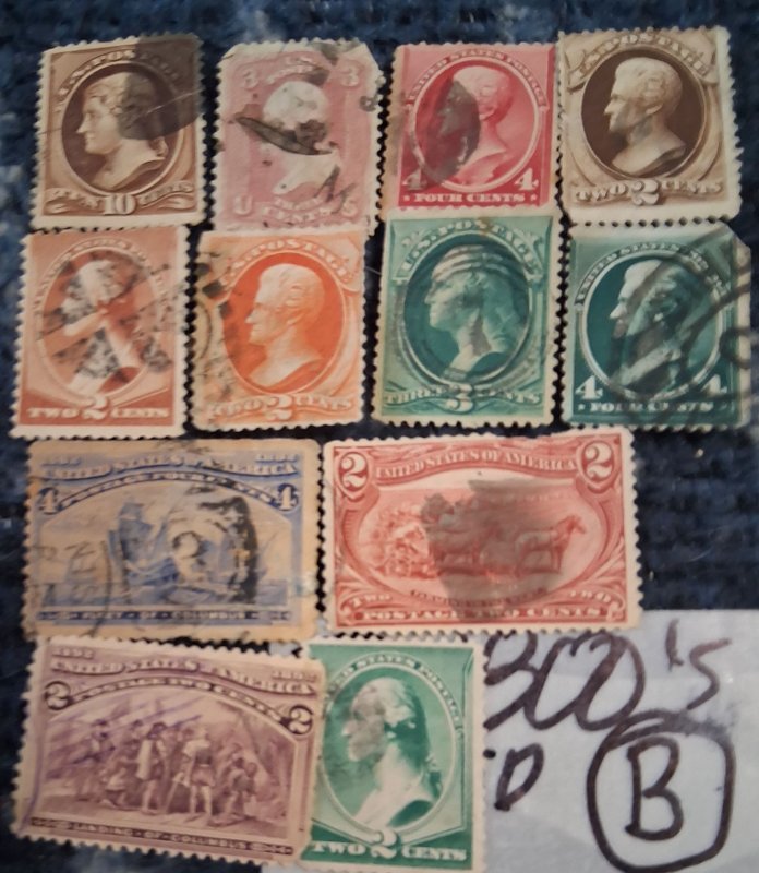 12 1800s  Stamps All Different! USA Used . Low Price! . B
