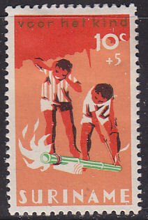 Suriname B127 New Years Eve Boys with Bamboo Gun 1966