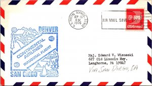 FFC 1976 - Continental Airlines - US Postal Svc, Co to San Diego, CA - F50255