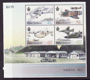 New Zealand-Sc#875a- id8-unused NH sheet-War Planes-NZ Air Force-1987-