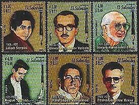 HERRICKSTAMP SALVADOR Sc.# 1628-33 Famous Salvadorean Writers