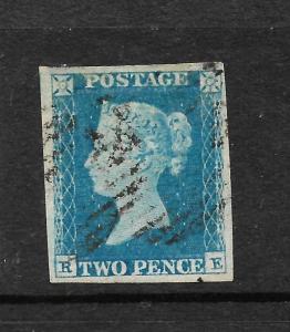 GREAT BRITAIN  1844   2d  PALE BLUE   FU   SG 6