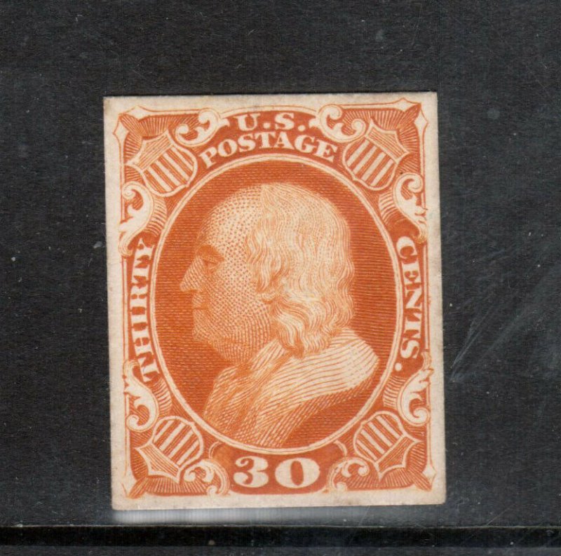 USA #38P3 Very Fine Proof India On Card Orange