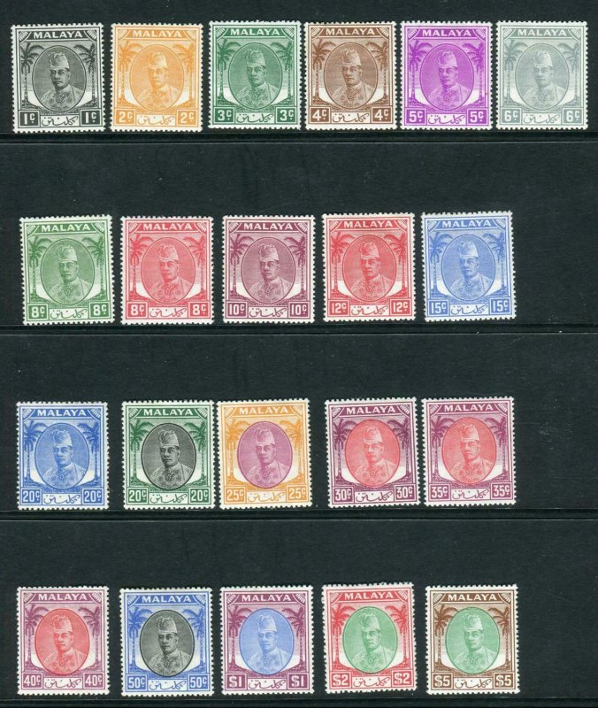 KELANTAN-1951-5  A mounted mint set of 21 Sg 61-81