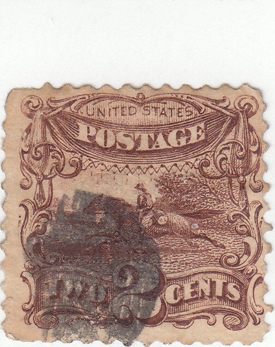 Scott # 113 - 2c Brown - Horse and Rider - G Grill -  Used - SCV - $80.00
