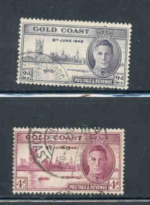 Gold Coast Sc 128-29 1946 Peace stamp set used