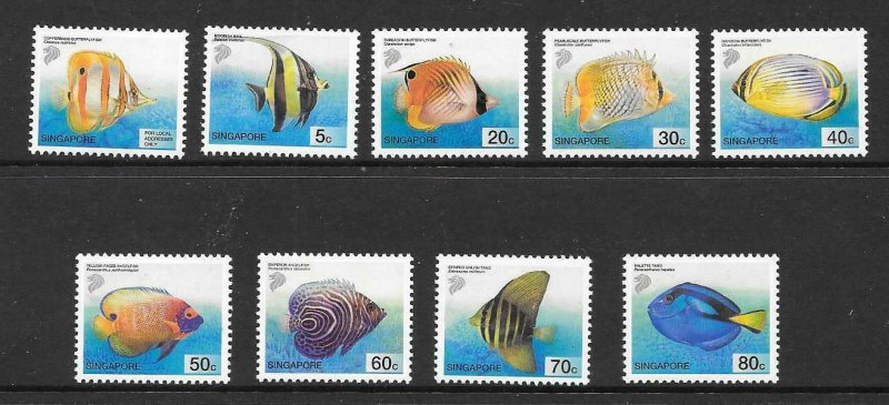 SINGAPORE SG1127/35 2001 TROPICAL FISH NO A NO B NUMBERS MNH 