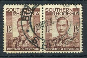 SOUTHERN RHODESIA; 1937 early GVI issue fine used 1.5d. pair
