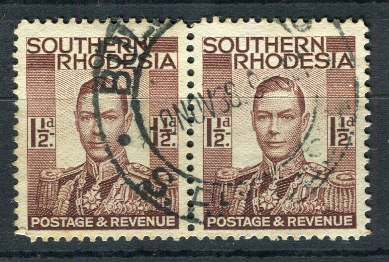 SOUTHERN RHODESIA; 1937 early GVI issue fine used 1.5d. pair