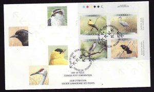 Canada-Sc#1770-3 - plate block stamps on FDC- Birds-1999-