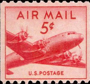 1948 5c Small Plane, Coil Air Mail Scott C37 Mint F/VF NH