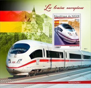 NIGER - 2022 - European Trains - Perf Souv Sheet - Mint Never Hinged